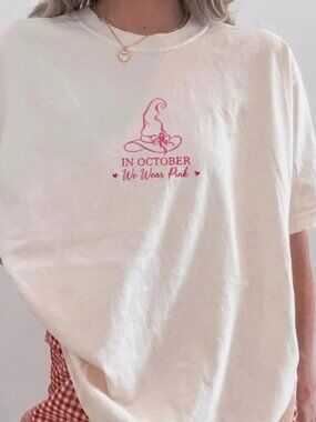 In October We Wear Pink Shirt, Halloween Tee, Gift For Halloween